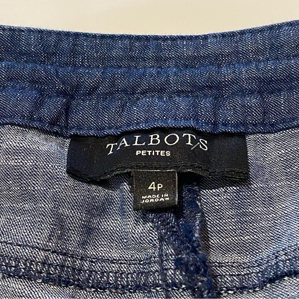 Talbots Petites Signature Rolled Cuff Blue Chambray Denim Ankle Pants Size 4P - Picture 5 of 16
